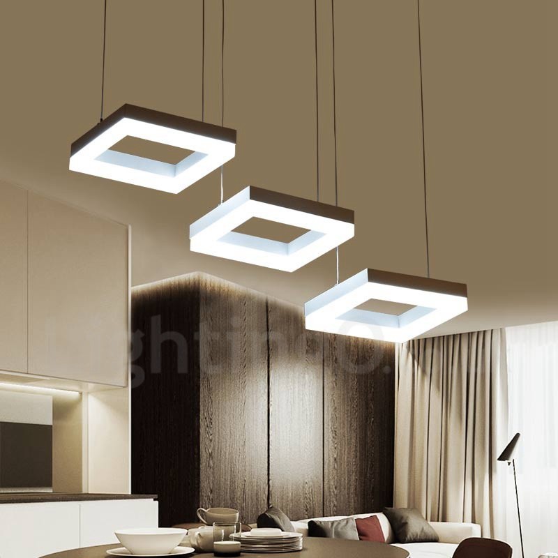 Lámpara colgante moderna y contemporánea de 3 luces de aleación de aluminio con pantalla acrílica