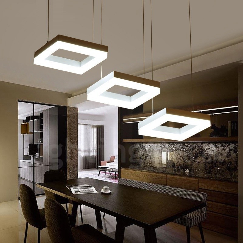 Lámpara colgante moderna y contemporánea de 3 luces de aleación de aluminio con pantalla acrílica