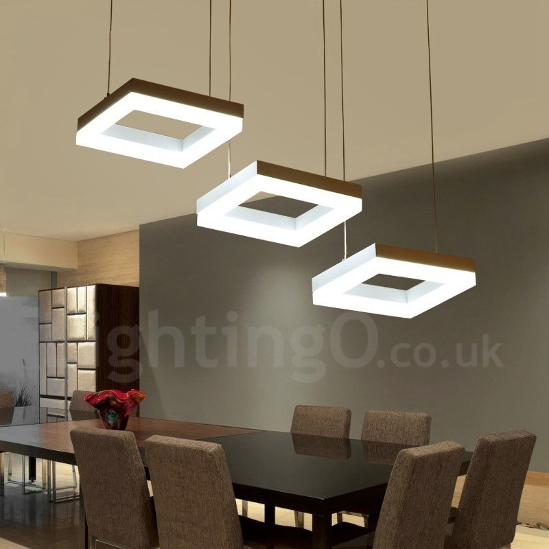 Lámpara colgante moderna y contemporánea de 3 luces de aleación de aluminio con pantalla acrílica