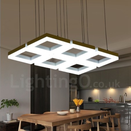 Lámpara colgante moderna y contemporánea de aleación de aluminio de 6 luces con pantalla acrílica Lámpara colgante moderna y contemporánea de aleación de aluminio de 6 luces con pantalla acrílica