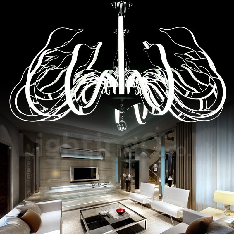 Lámpara de araña moderna contemporánea regulable de acero de 15 luces con pantalla acrílica
