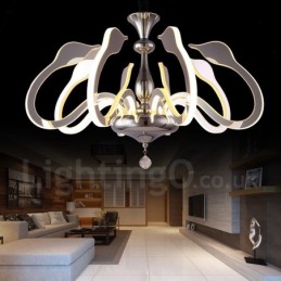Lámpara de araña moderna y contemporánea de acero regulable de 8 luces con pantalla acrílica