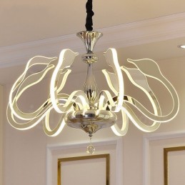 Lámpara de araña moderna y contemporánea de acero regulable de 8 luces con pantalla acrílica