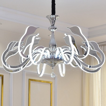 Lámpara de araña moderna y contemporánea de acero con 10 luces y pantalla acrílica regulable Lámpara de araña moderna y contemporánea de acero con 10 luces y pantalla acrílica regulable