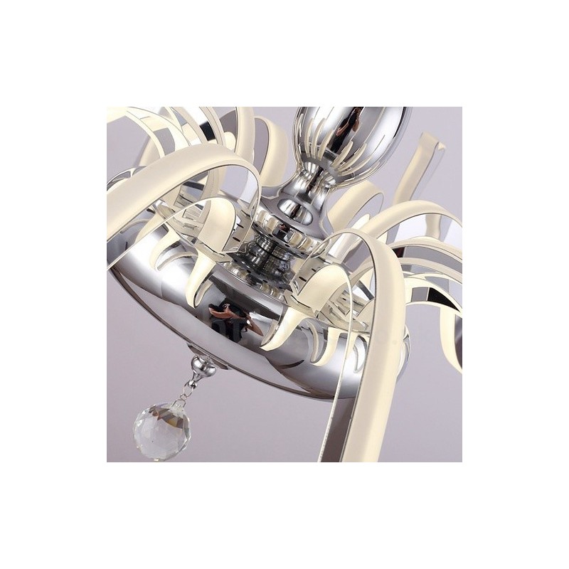 Lámpara de araña moderna contemporánea regulable de acero de 6 luces con pantalla acrílica