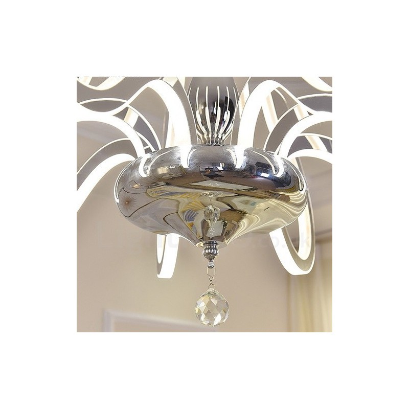 Lámpara de araña moderna contemporánea regulable de acero de 6 luces con pantalla acrílica
