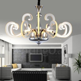 Lámpara de araña moderna y contemporánea de acero regulable de 12 luces con pantalla acrílica