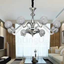 Lámpara de araña moderna y contemporánea de acero regulable de 8 luces con pantalla de aleación de aluminio