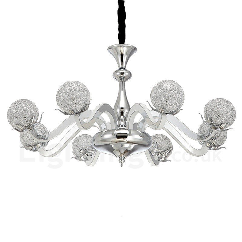Lámpara de araña moderna y contemporánea de acero regulable de 8 luces con pantalla de aleación de aluminio
