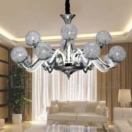 Lámpara de araña moderna y contemporánea de acero regulable de 12 luces con pantalla de aleación de aluminio