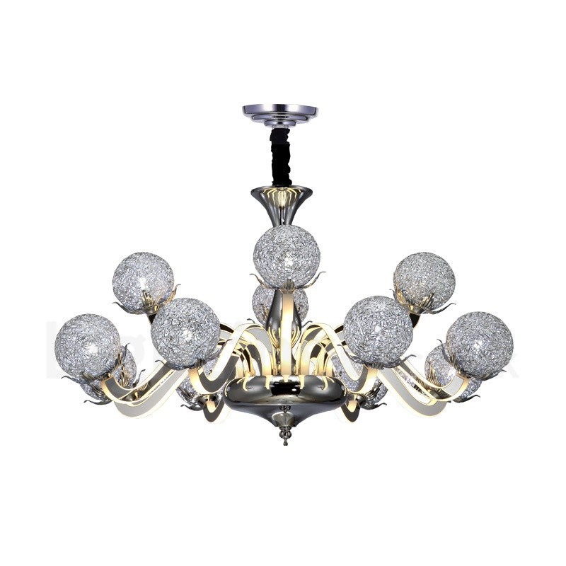 Lámpara de araña moderna y contemporánea de acero regulable de 12 luces con pantalla de aleación de aluminio