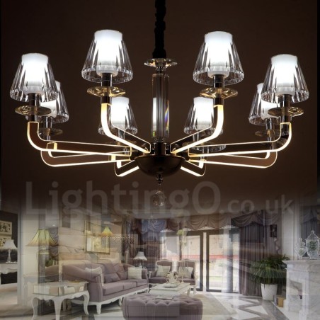 Lámpara de araña de cristal moderna y contemporánea regulable de 8 luces con pantalla de cristal Lámpara de araña de cristal moderna y contemporánea regulable de 8 luces con pantalla de cristal