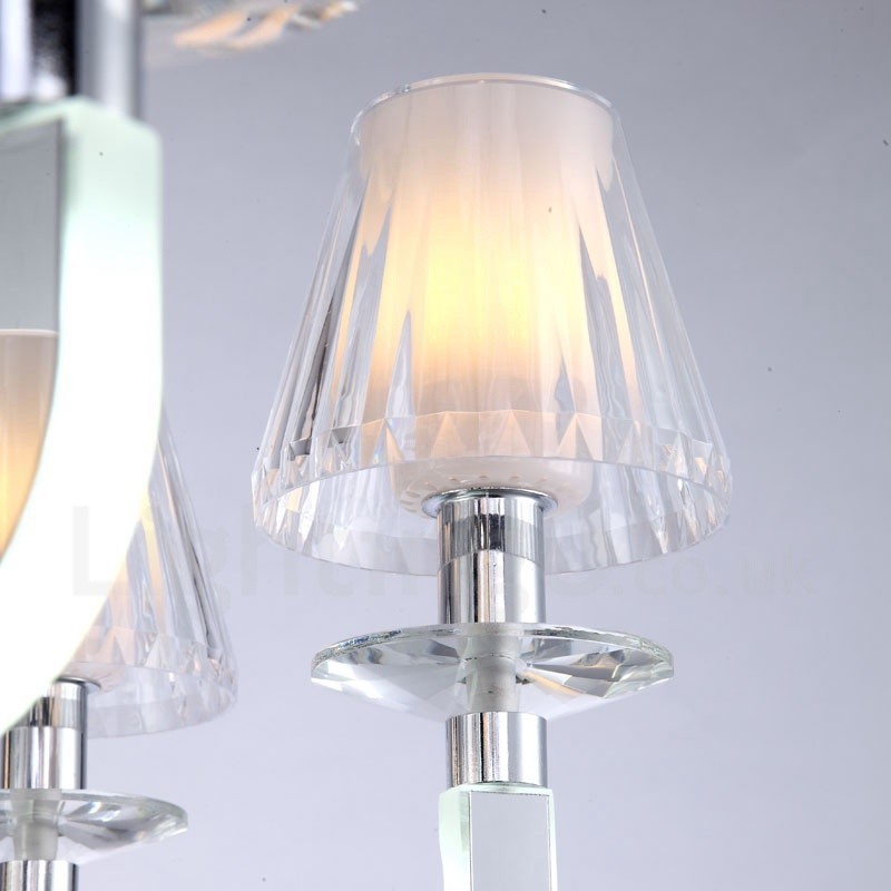 Lámpara de araña de cristal moderna y contemporánea regulable de 12 luces con pantalla de cristal
