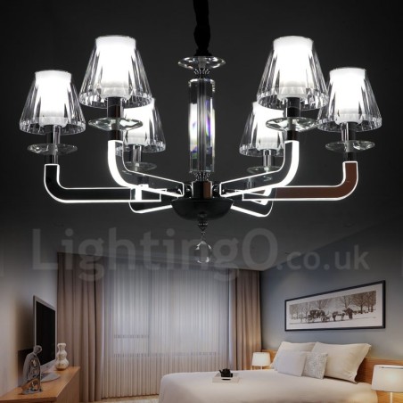Lámpara de araña de cristal contemporánea moderna y regulable de 6 luces con pantalla de cristal Lámpara de araña de cristal contemporánea moderna y regulable de 6 luces con pantalla de cristal