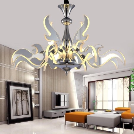 Lámpara de araña moderna y contemporánea de acero regulable de 12 luces con pantalla acrílica Lámpara de araña moderna y contemporánea de acero regulable de 12 luces con pantalla acrílica