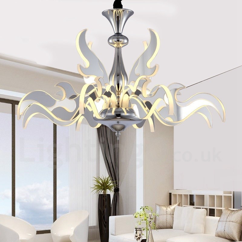 Lámpara de araña moderna y contemporánea de acero regulable de 12 luces con pantalla acrílica