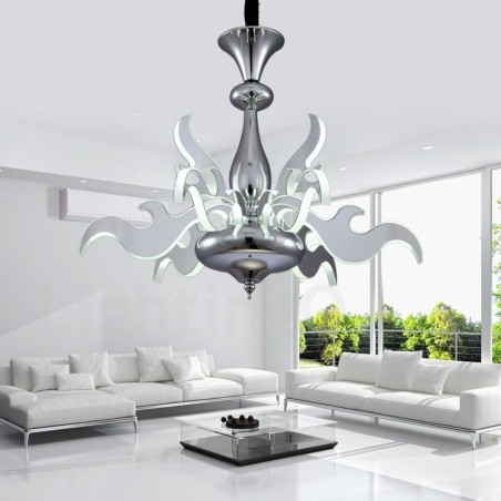 Lámpara de araña moderna contemporánea regulable de acero de 9 luces con pantalla acrílica Lámpara de araña moderna contemporánea regulable de acero de 9 luces con pantalla acrílica