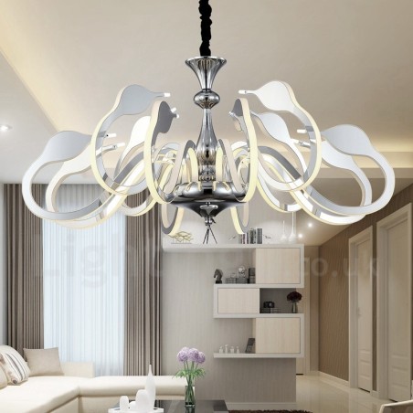 Lámpara de araña moderna y contemporánea de acero regulable de 12 luces con pantalla acrílica Lámpara de araña moderna y contemporánea de acero regulable de 12 luces con pantalla acrílica