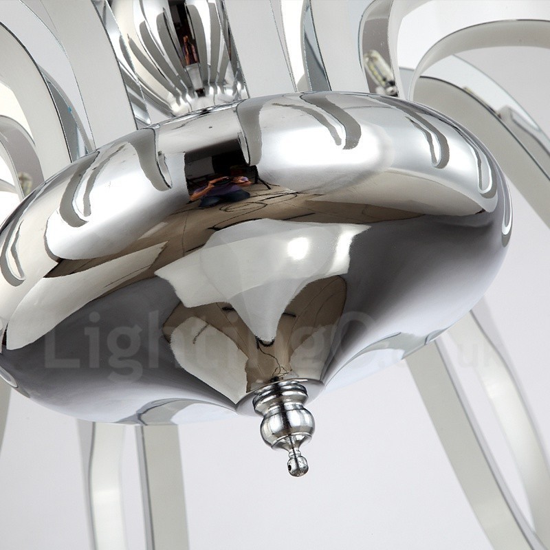 Lámpara de araña moderna contemporánea regulable de acero de 10 luces con pantalla acrílica