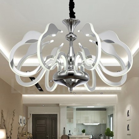 Lámpara de araña moderna y contemporánea de acero regulable de 8 luces con pantalla acrílica Lámpara de araña moderna y contemporánea de acero regulable de 8 luces con pantalla acrílica