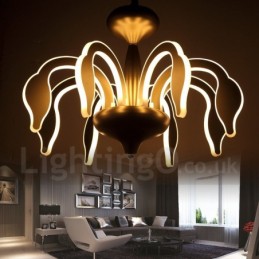Lámpara de araña moderna y contemporánea de acero regulable de 8 luces con pantalla acrílica