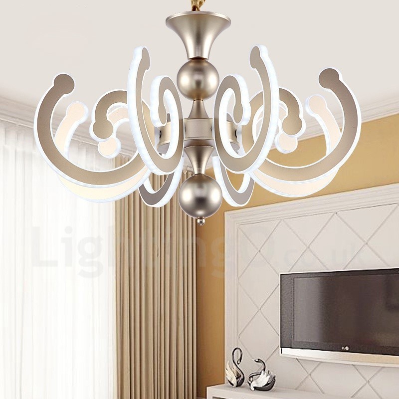 Lámpara de araña moderna y contemporánea de acero regulable de 8 luces con pantalla acrílica