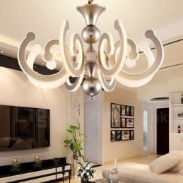 Lámpara de araña moderna y contemporánea de acero regulable de 8 luces con pantalla acrílica