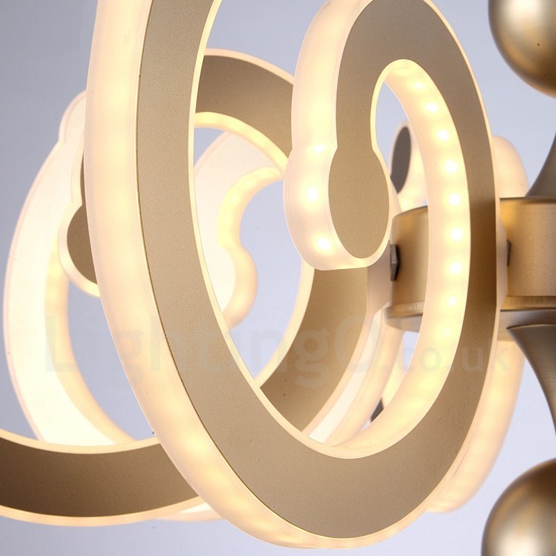 Lámpara de araña moderna y contemporánea de acero regulable de 8 luces con pantalla acrílica