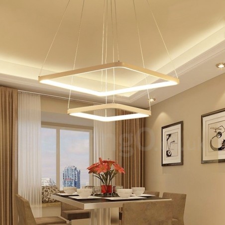 Lámpara colgante moderna y contemporánea de aleación de aluminio de 2 luces con pantalla acrílica Lámpara colgante moderna y contemporánea de aleación de aluminio de 2 luces con pantalla acrílica