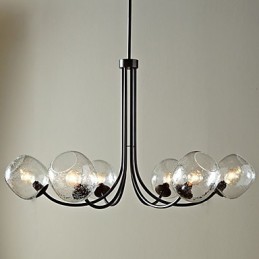 Lámpara de araña tradicional con 6 luces y pantalla de cristal con burbujas