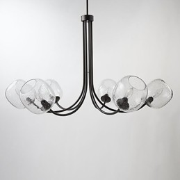 Lámpara de araña tradicional con 6 luces y pantalla de cristal con burbujas