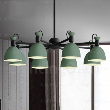 Lámpara de araña nórdica de 8 luces con pantalla de aleación de aluminio Lámpara de araña nórdica de 8 luces con pantalla de aleación de aluminio