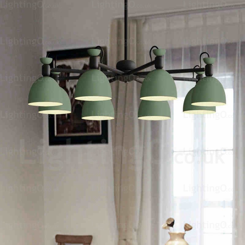 Lámpara de araña nórdica de 8 luces con pantalla de aleación de aluminio