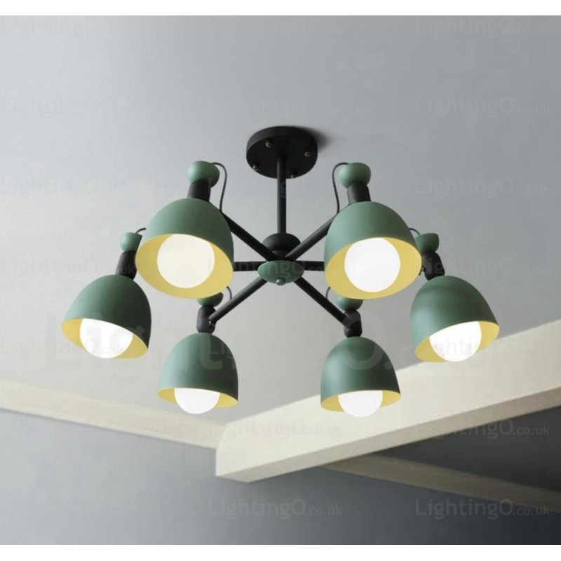 Lámpara de araña nórdica de 6 luces con pantalla de aleación de aluminio