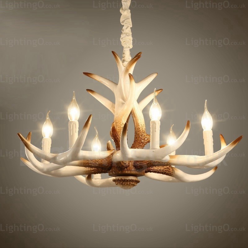Lámpara de araña retro vintage de 6 luces