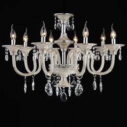 Lámpara de araña de cristal estilo palacio de 8 luces con bombilla de vela