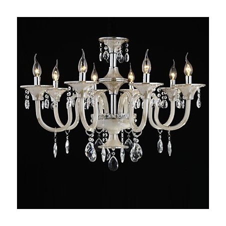 Lámpara de araña de cristal estilo palacio de 8 luces con bombilla de vela Lámpara de araña de cristal estilo palacio de 8 luces con bombilla de vela