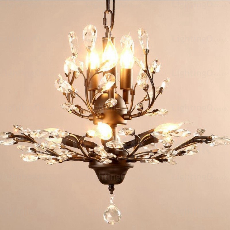 Lámpara de araña rústica de 8 luces