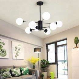 Lámpara de araña contemporánea moderna de 8 luces con pantalla de cristal