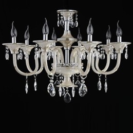 Lámpara de araña de cristal estilo palacio de 8 luces con bombilla de vela