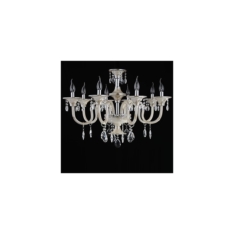 Lámpara de araña de cristal estilo palacio de 8 luces con bombilla de vela