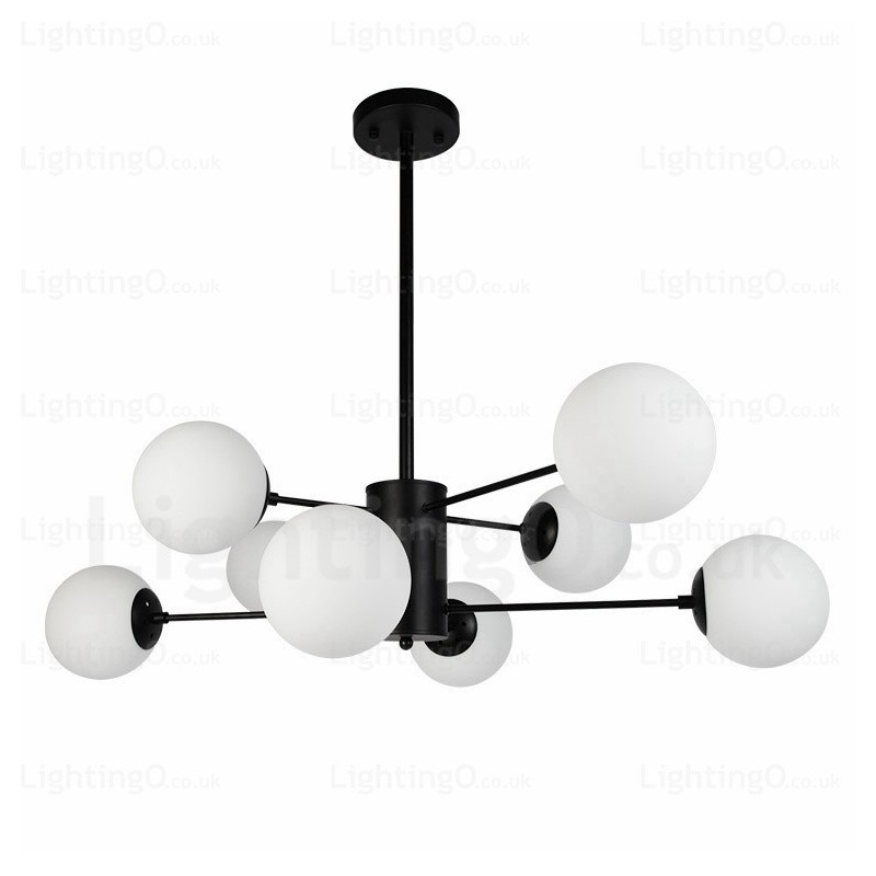 Lámpara de araña contemporánea moderna de 8 luces con pantalla de cristal