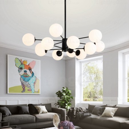 Lámpara de araña nórdica de 12 luces con pantalla de cristal Lámpara de araña nórdica de 12 luces con pantalla de cristal