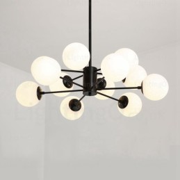 Lámpara de araña nórdica de 12 luces con pantalla de cristal