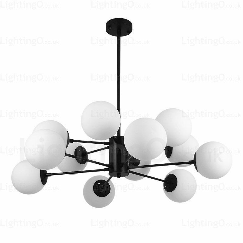 Lámpara de araña nórdica de 12 luces con pantalla de cristal