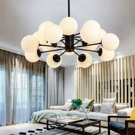 Lámpara de araña nórdica de 16 luces con pantalla de cristal Lámpara de araña nórdica de 16 luces con pantalla de cristal