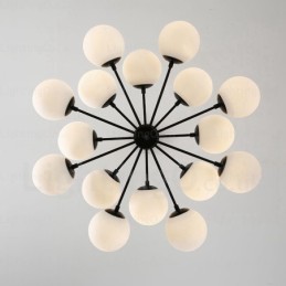 Lámpara de araña nórdica de 16 luces con pantalla de cristal