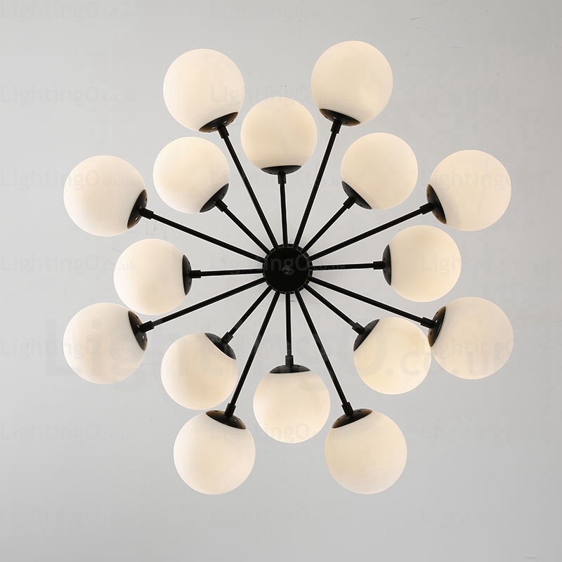 Lámpara de araña nórdica de 16 luces con pantalla de cristal