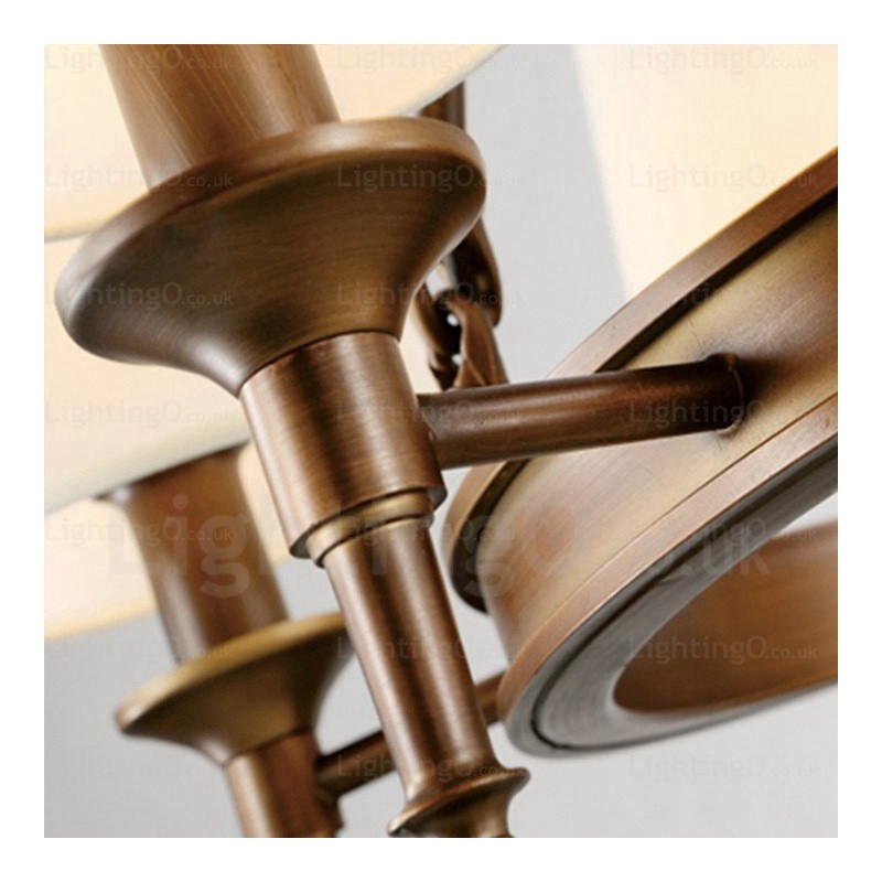 Lámpara colgante rústica nórdica de 8 luces con pantalla de tela