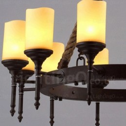 Lámpara colgante rústica vintage retro de 12 luces con pantalla de cristal